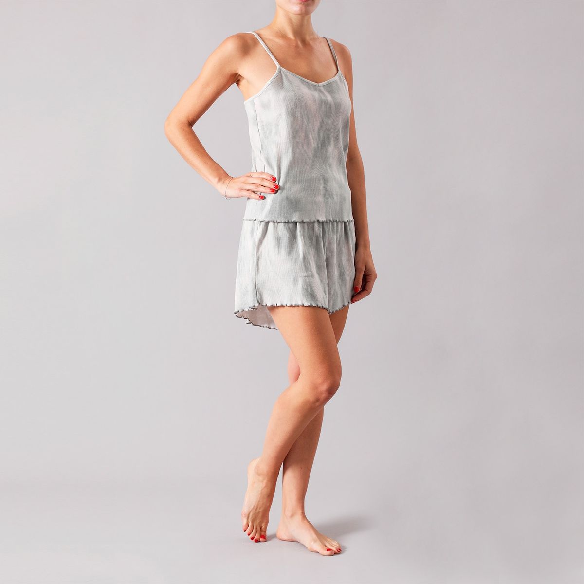 FLORES - Polera Rib Sin Mangas Mujer Flores