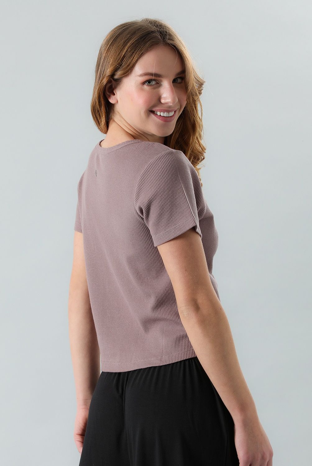 FLORES - Polera Waffle Manga Corta Mujer Flores
