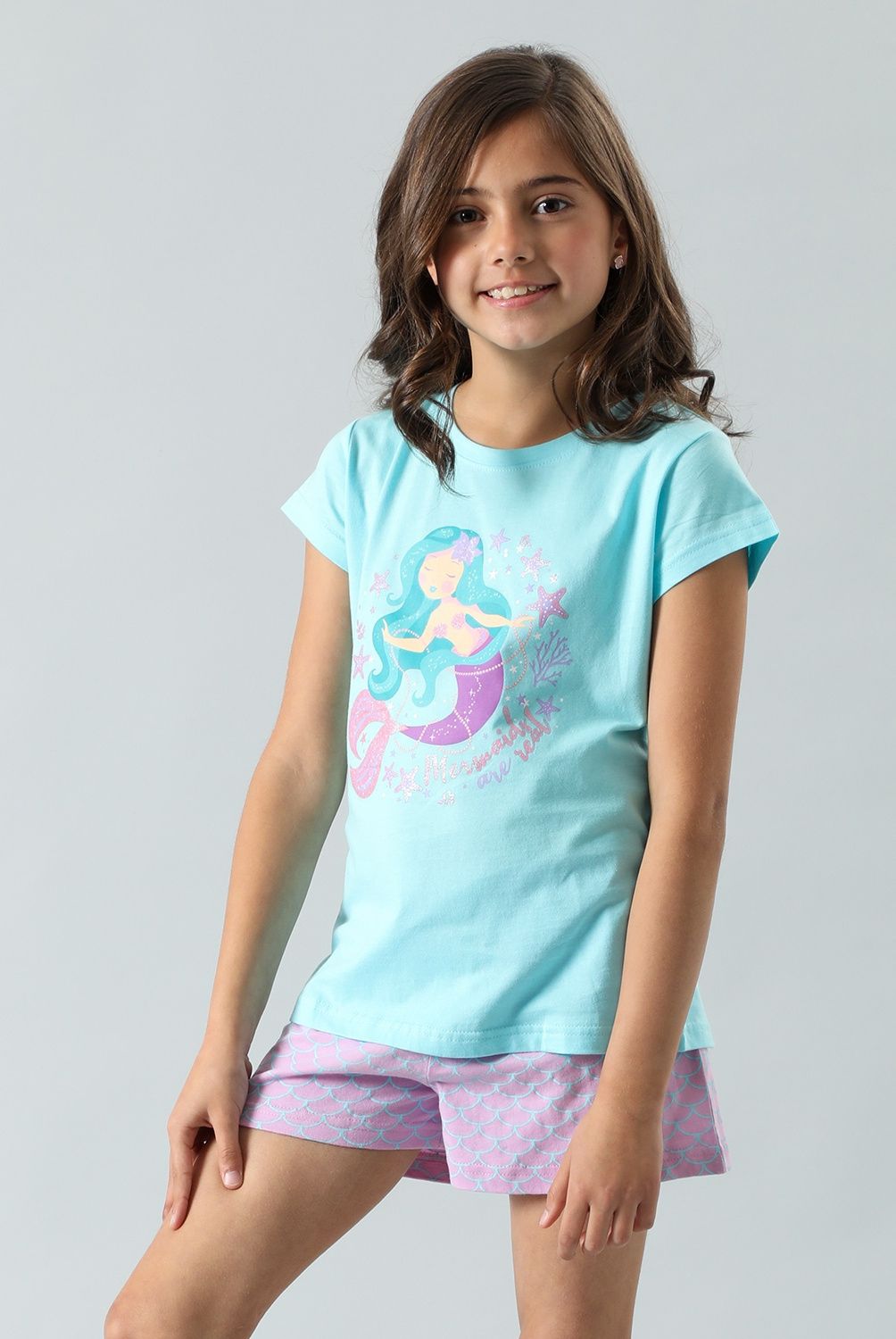 FLORES - Set Pijama 2 Piezas Manga Corta + Short Niña Flores