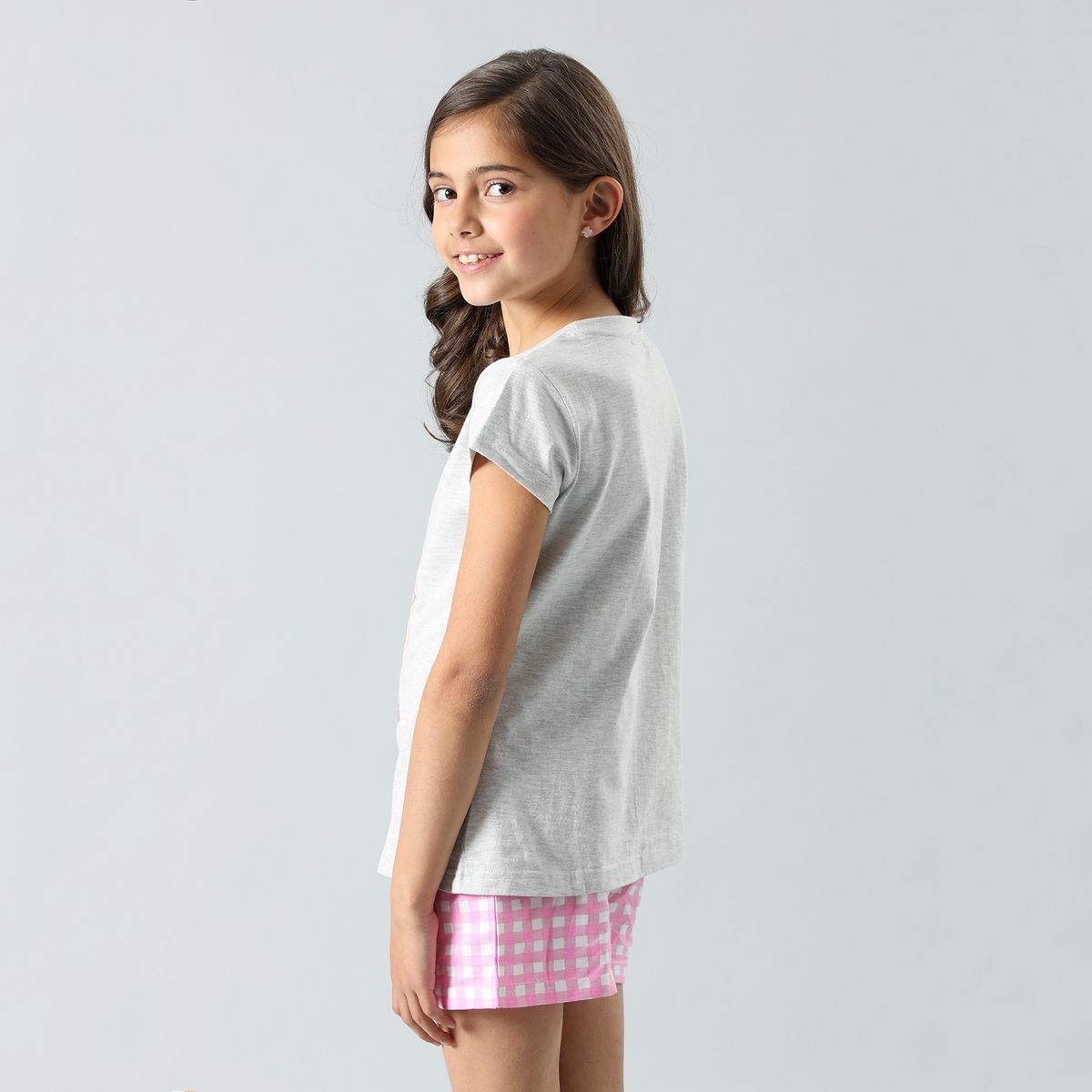 FLORES - Set Pijama 2 Piezas Manga Corta + Short Niña Flores