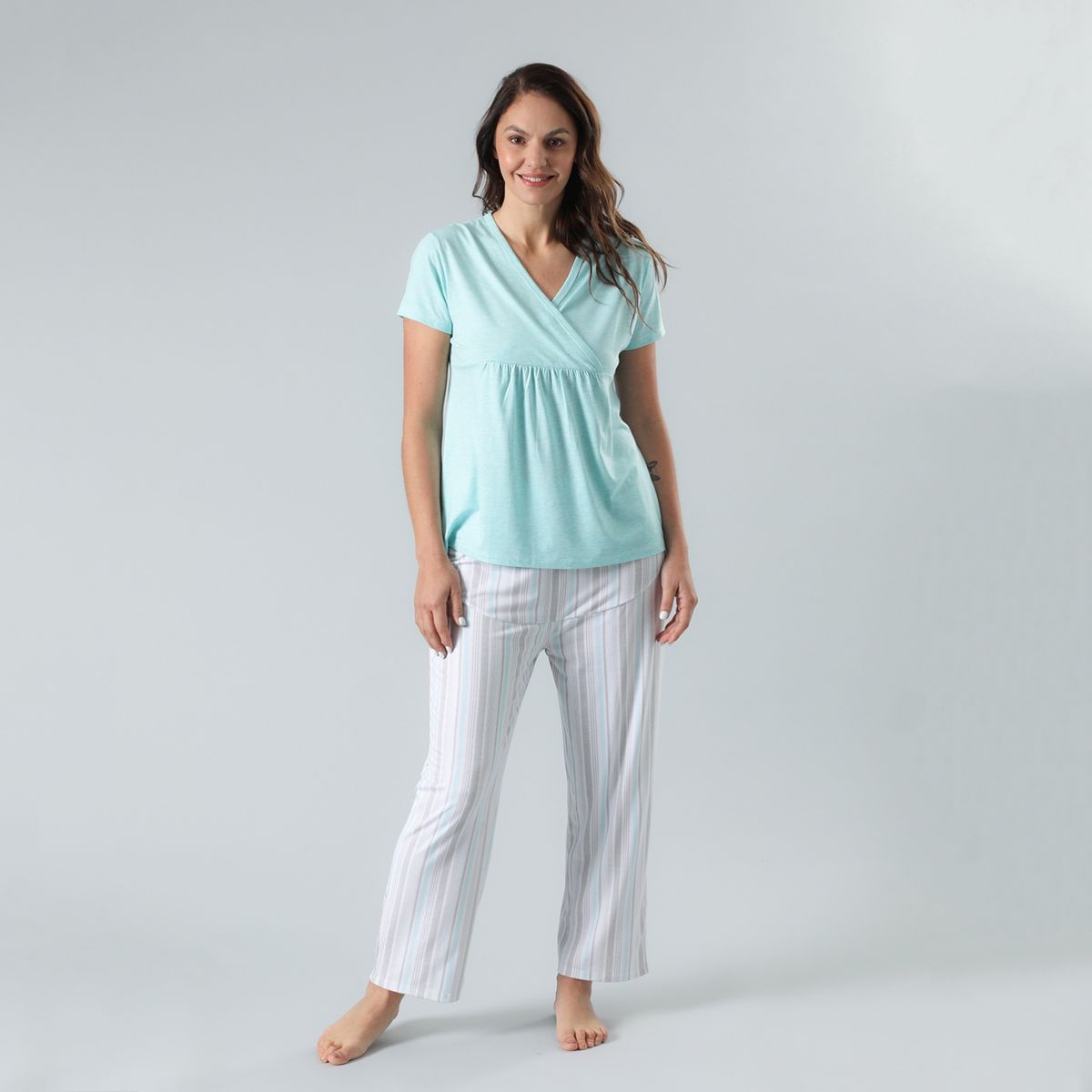 FLORES - Set Pijama Maternal Top + Pantalón Mujer Flores