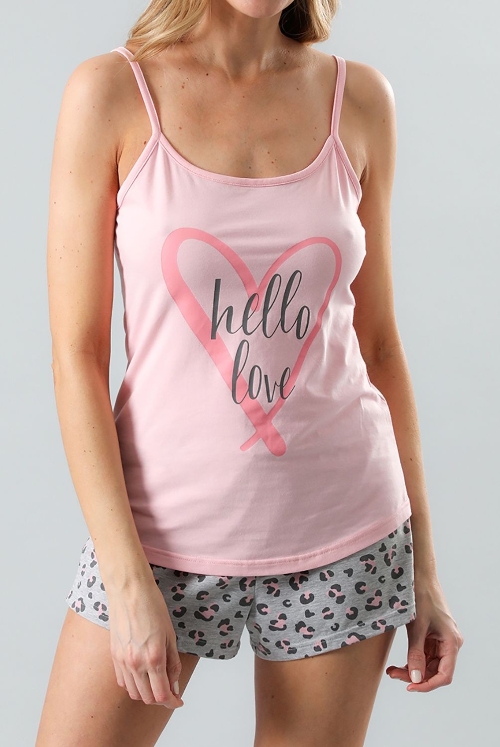 FLORES - Set Pijamas Top + Short Caja Mujer Flores