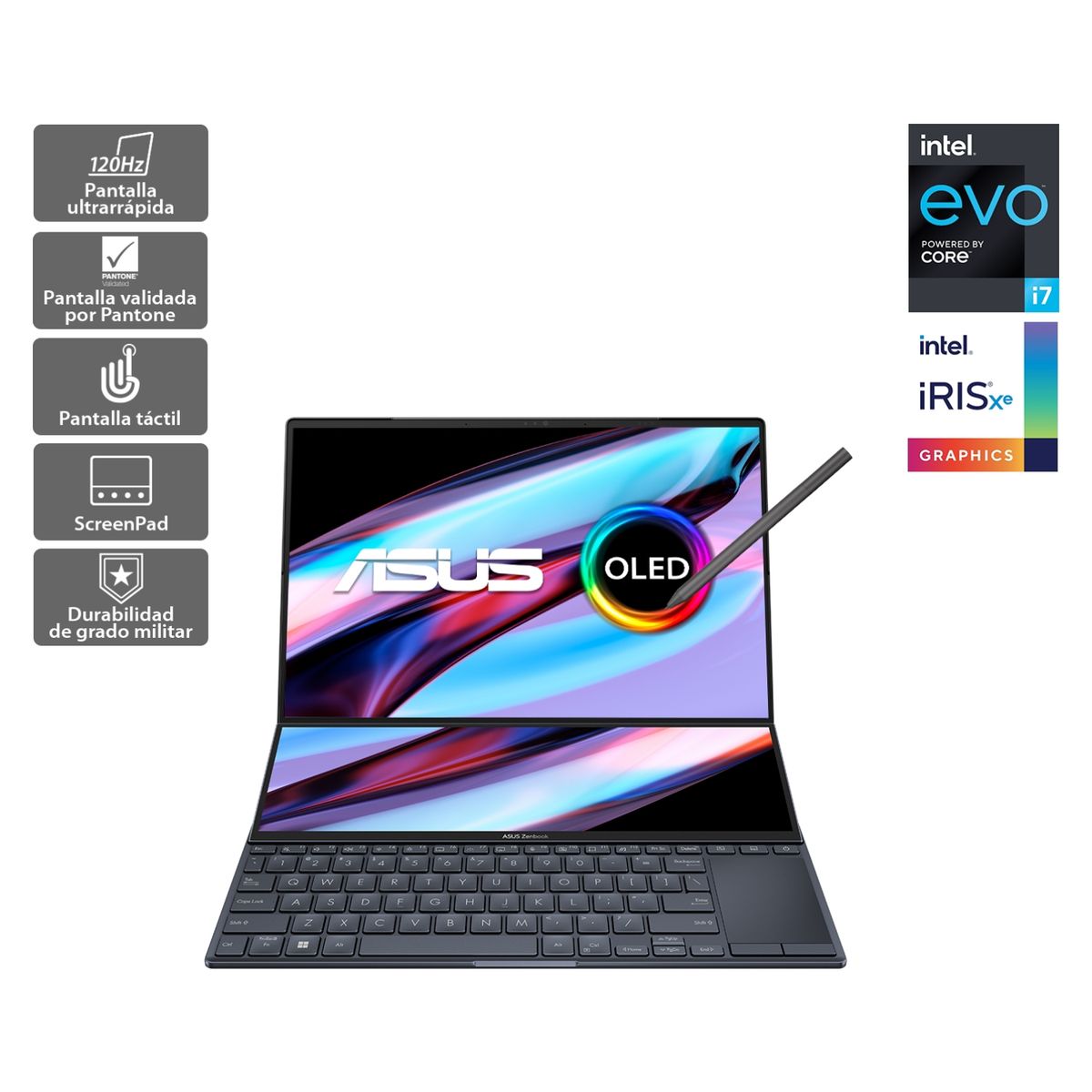 ASUS - Notebook Asus Zenbook Pro Duo 14 OLED Intel Core i7 Intel Iris Xe 32GB RAM 1TB SSD 14.5" 2.8K 120Hz