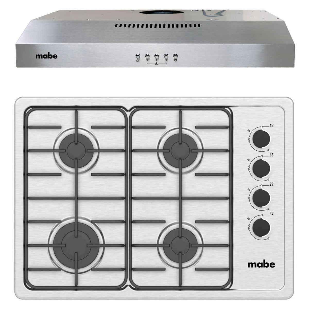 MABE - Kit Campana Cm6045 Inox + Encimera Cmg6044 A Gas - 60Cm Mabe