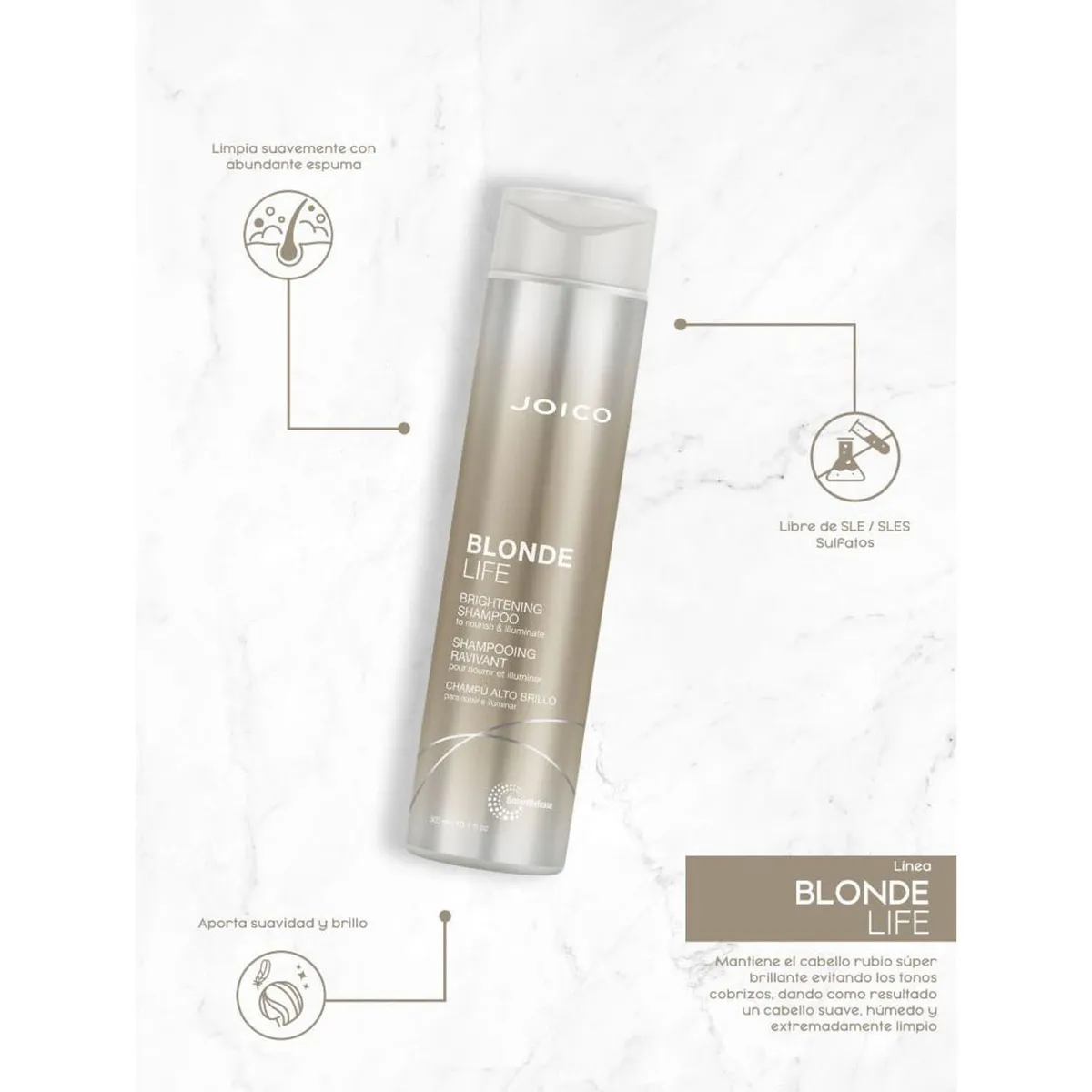 JOICO - Shampoo Protección del Color Cabello Tratado Blonde Life 300 Ml Joico