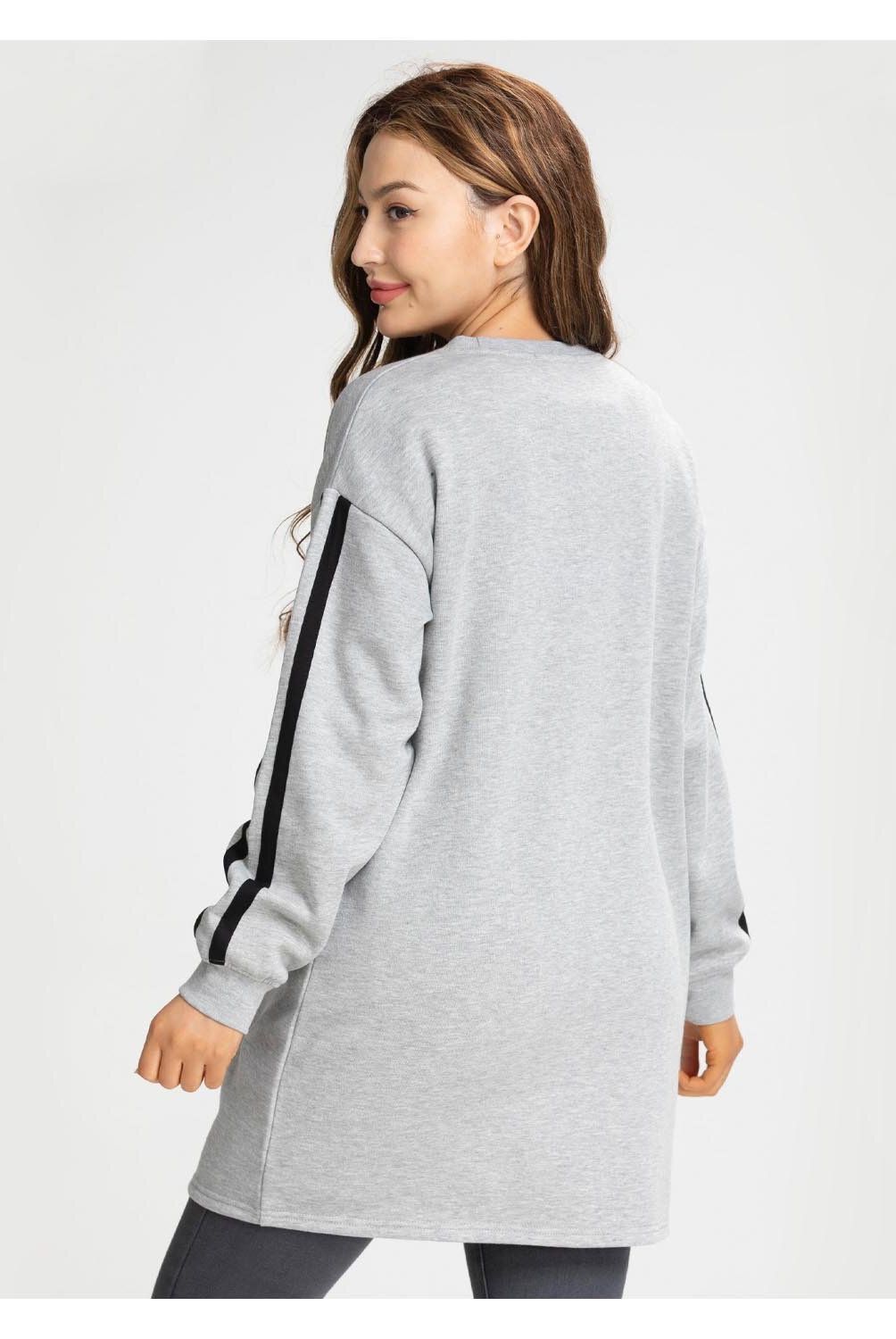 FASHION'S PARK - Poleron Largo Vestido Mujer Gris Melange