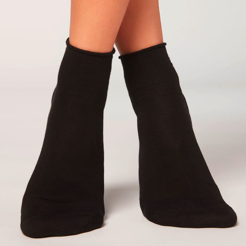 CALZEDONIA - Calcetín Corto de Algodón Sin Borde Mujer Calzedonia