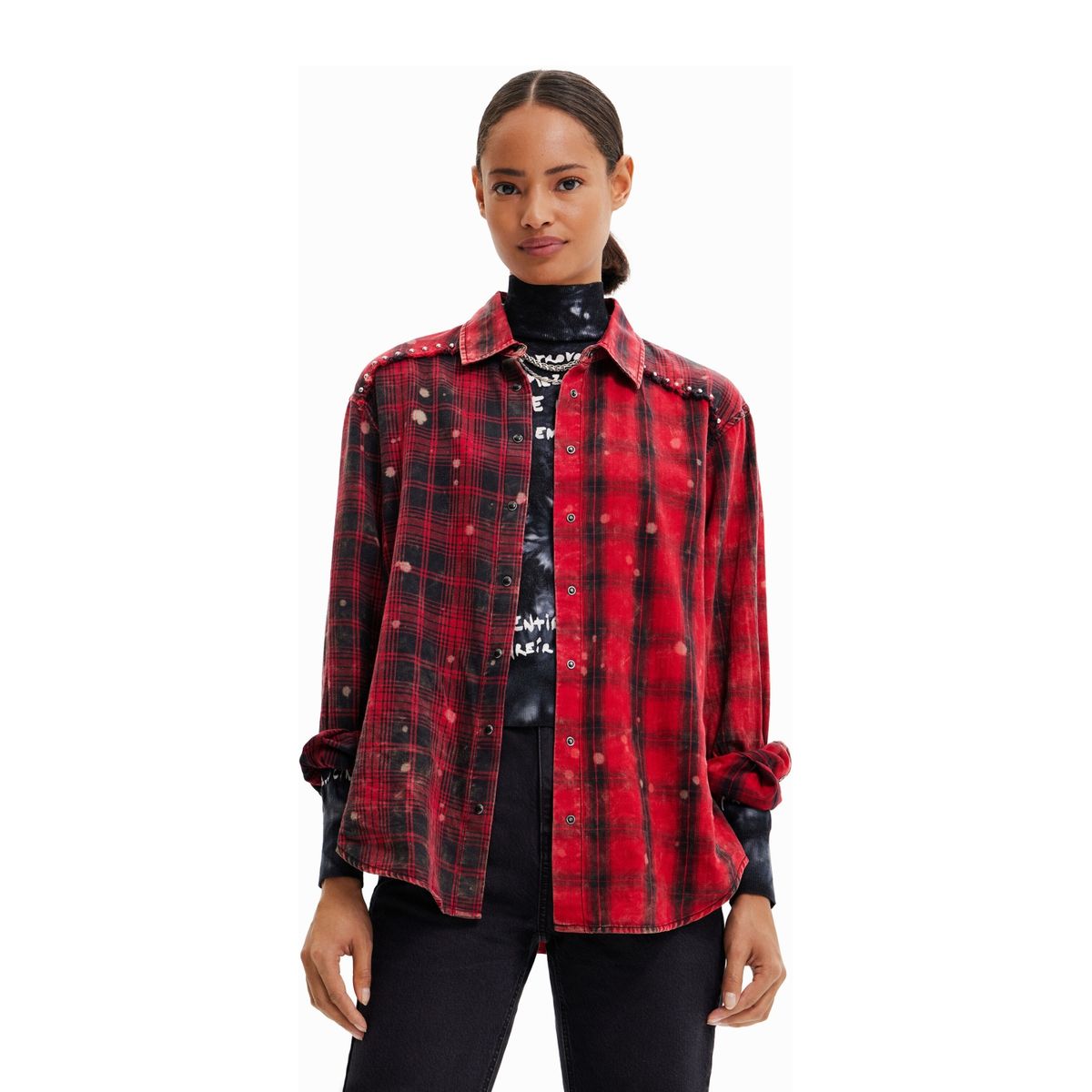 DESIGUAL - Desigual Blusa Cuadros Manga Larga Mujer