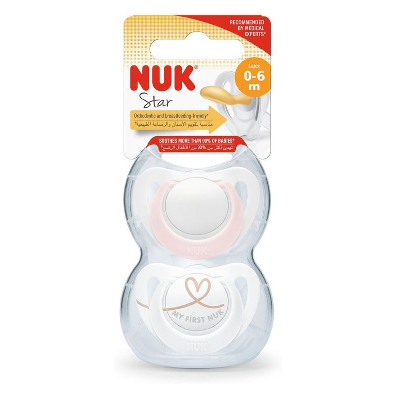 NUK - Chupetes Star Látex Etapa 1 Rosa Nuk