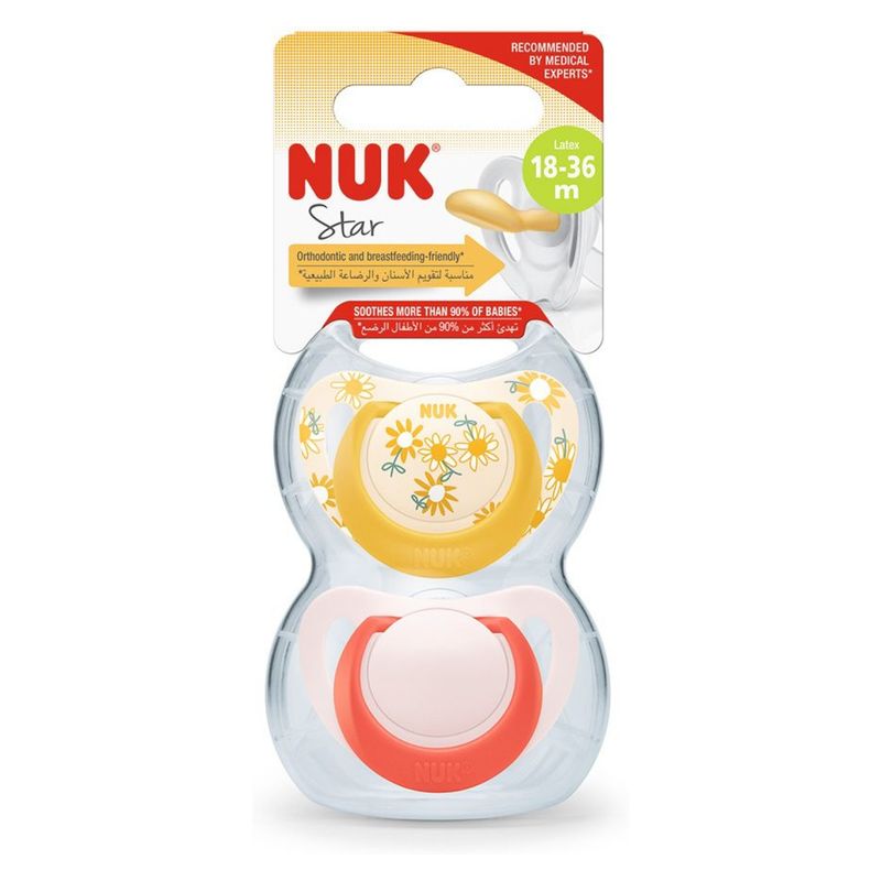 NUK - Chupetes Star Látex Etapa 3 Rosa Nuk