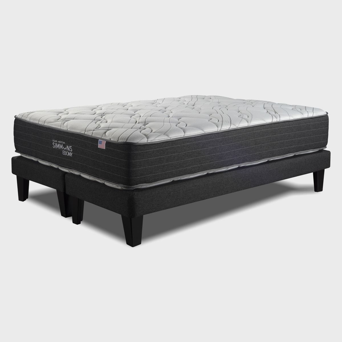 SIMMONS - Cama Europea 2 Plazas Ebony Simmons 150 x 200 Cm Base Dividida