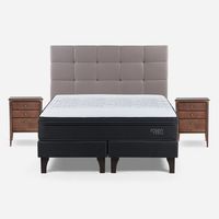 Cama Europea 2 Plazas Tempo + Respaldo + 2 Veladores