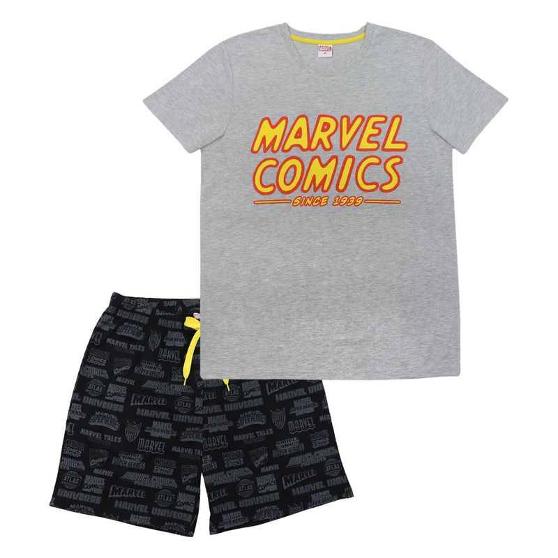 MARVEL - Pijama Hombre Gris Logo Marvel