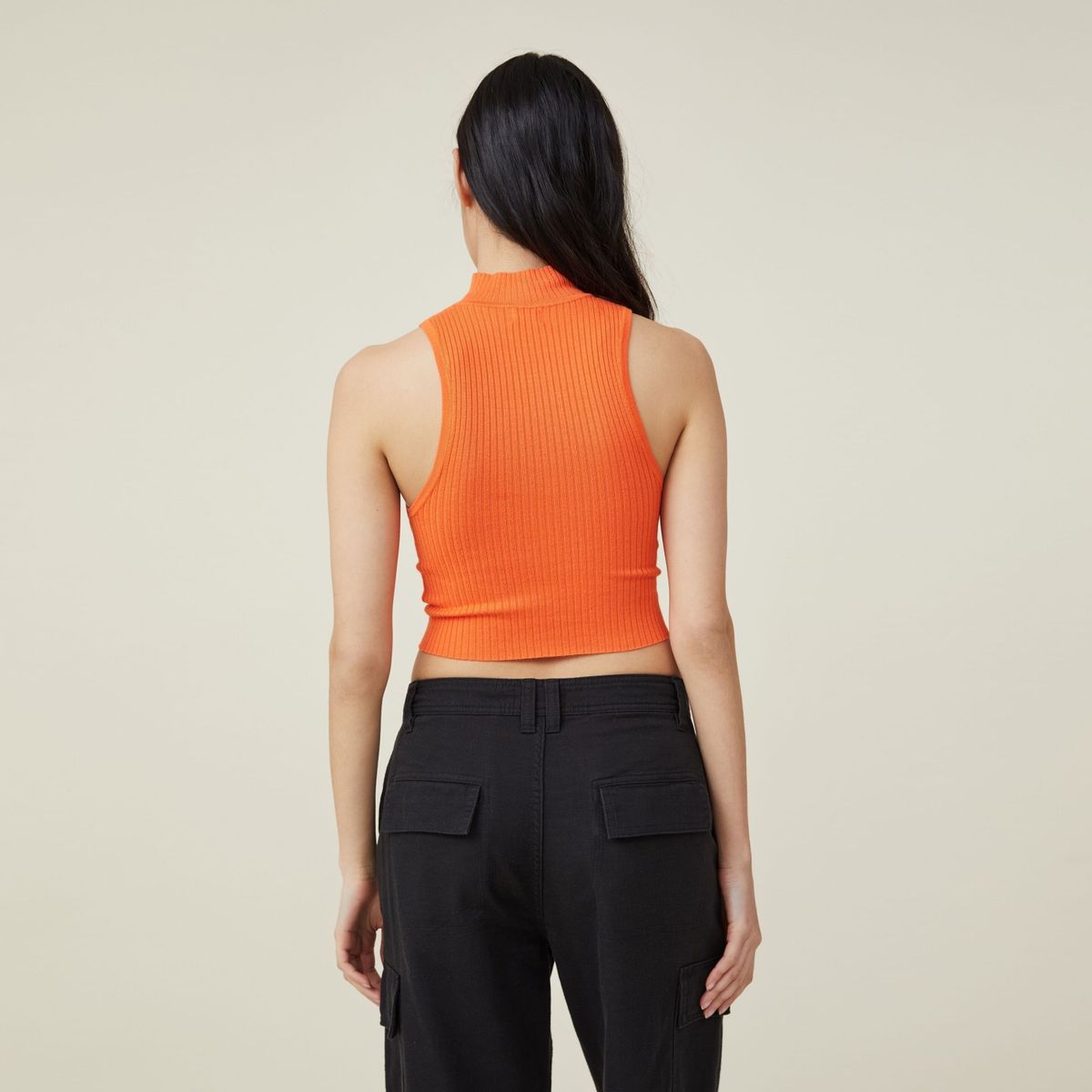 COTTON ON - Crop Top Acanalado Sin Mangas Mujer Cotton On