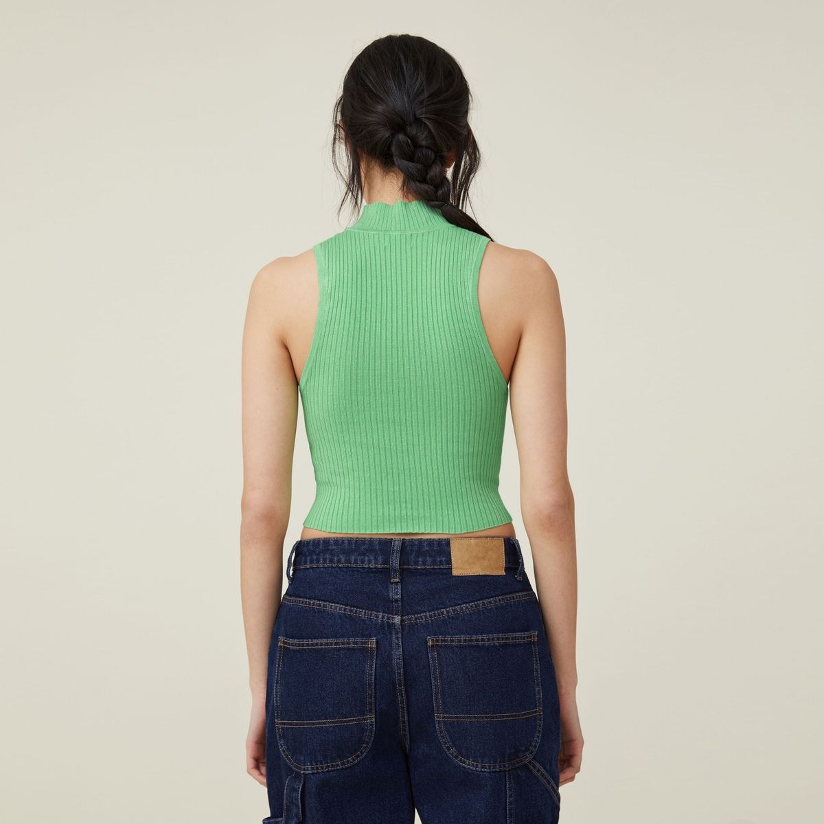 COTTON ON - Crop Top Acanalado Sin Mangas Mujer Cotton On