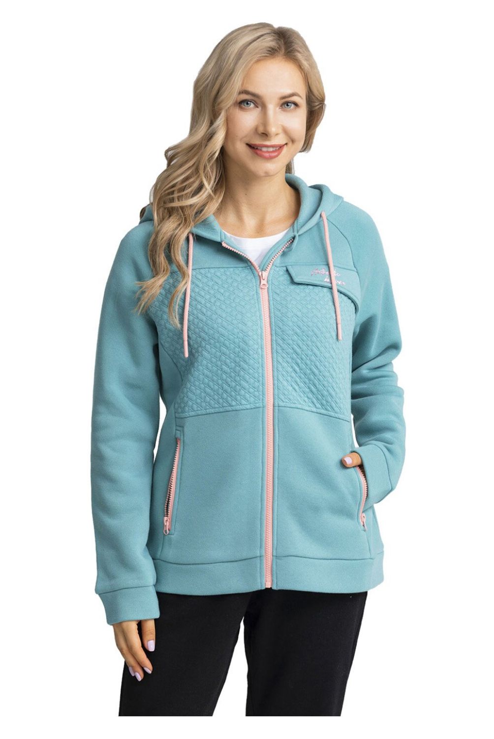 FASHION'S PARK - Poleron Mujer Full Zipper Turquesa