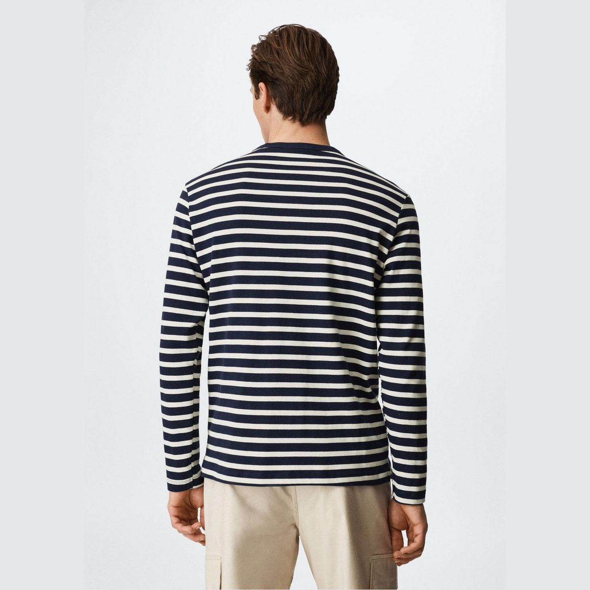 MANGO MAN - Mango Man Polera Manga Larga Rayas Hombre