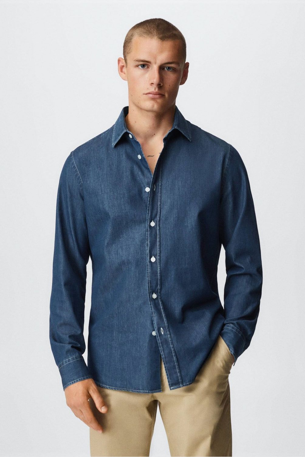 MANGO MAN - Mango Man Camisa Slim-Fit Vaquera Hombre
