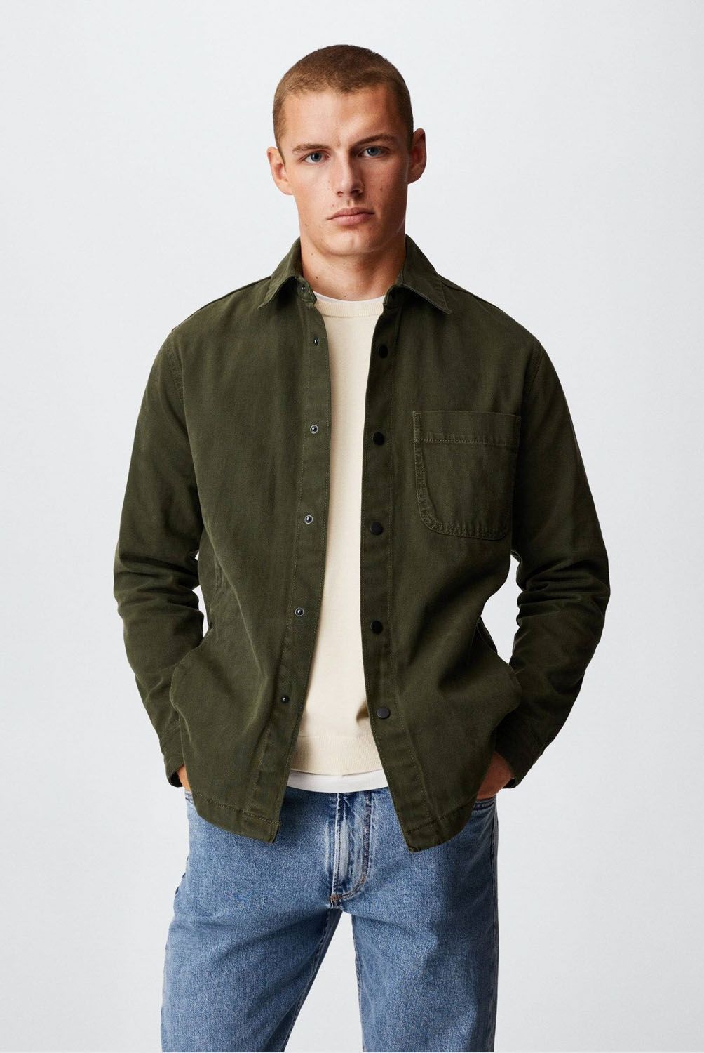 MANGO MAN - Mango Man Sobrecamisa Vaquera Bolsillos Hombre
