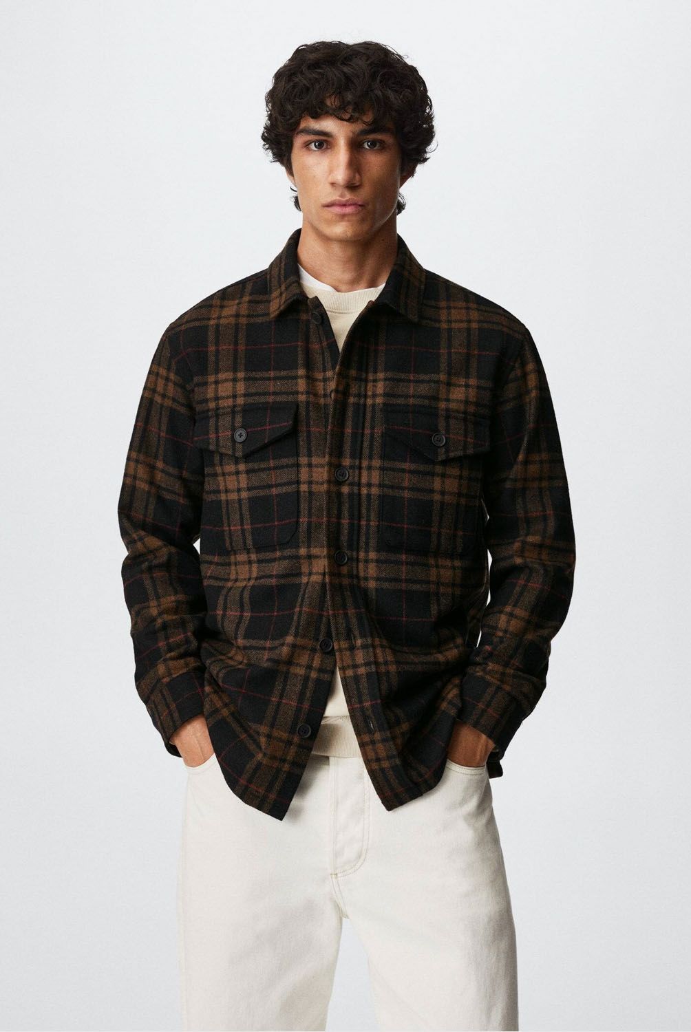 MANGO MAN - Mango Man Sobrecamisa Lana Cuadros Hombre