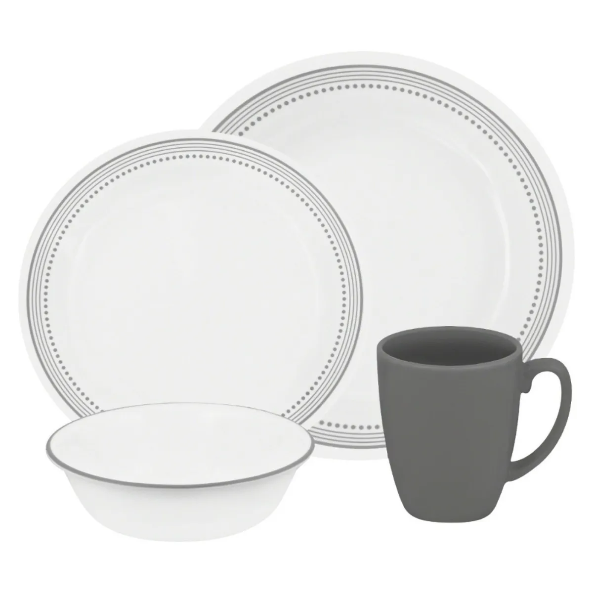 CORELLE - Juego de Vajilla Mystic Gray Corelle