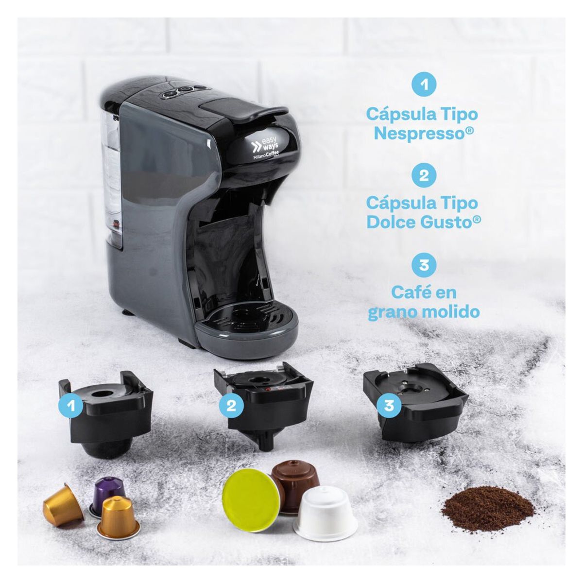 EASYWAYS - Cafetera Milano Coffee  Espumador Leche EasyWays