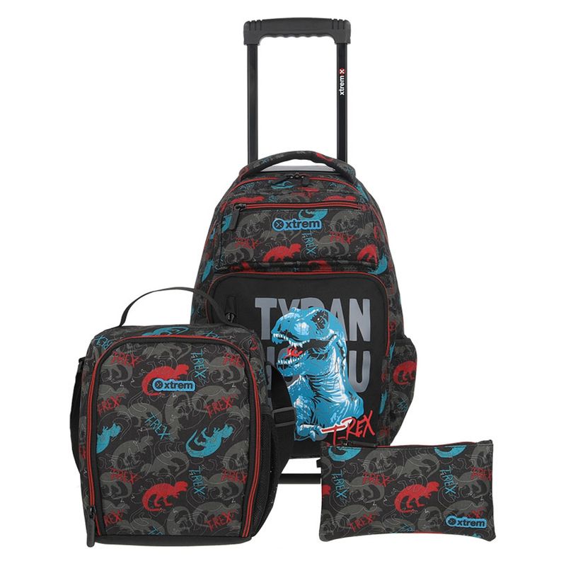 XTREM - Xtrem Pack Mochila + Lonchera + Estuche Negro Dinosaurios