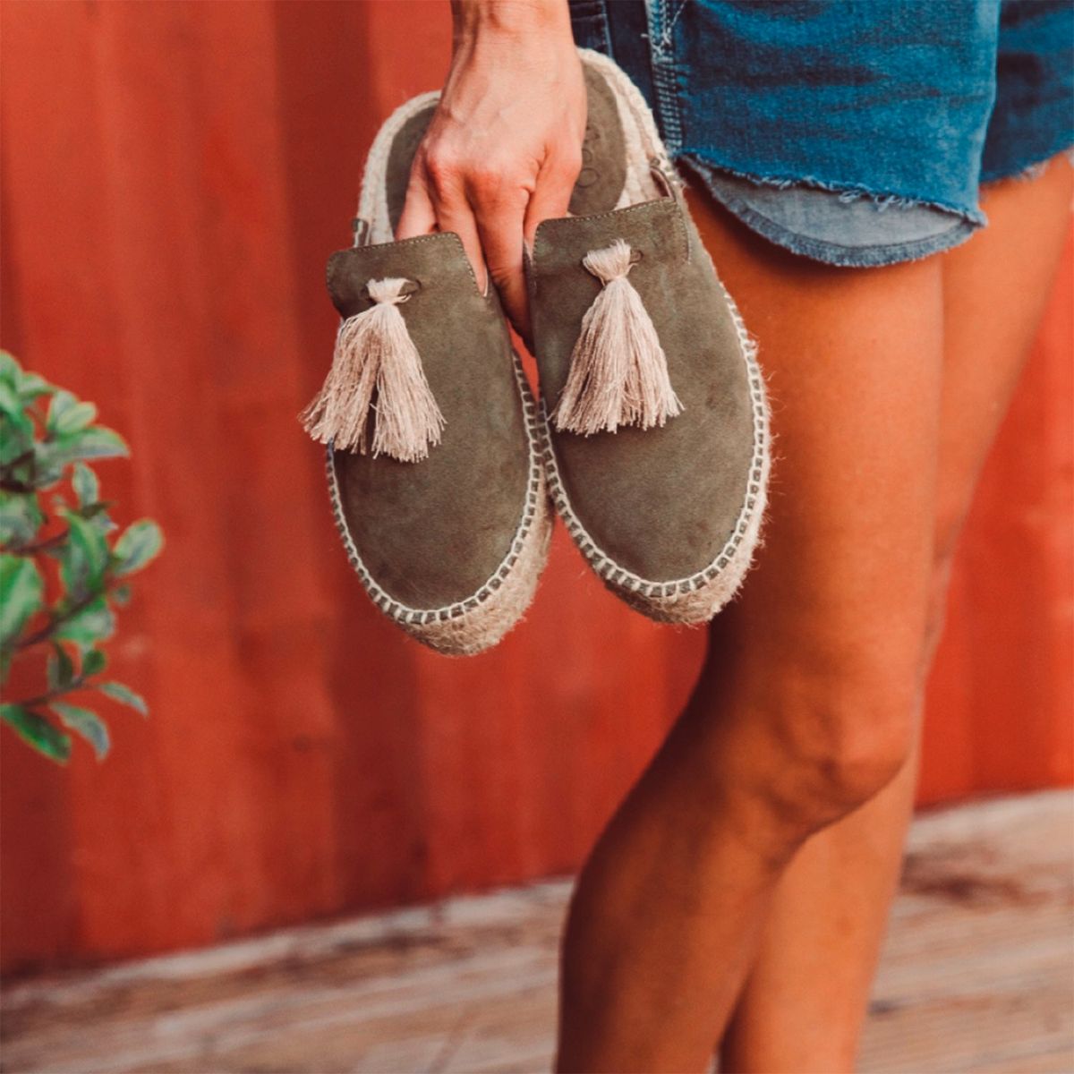 URCO - Alpargata Mujer Cuero Verde Urco