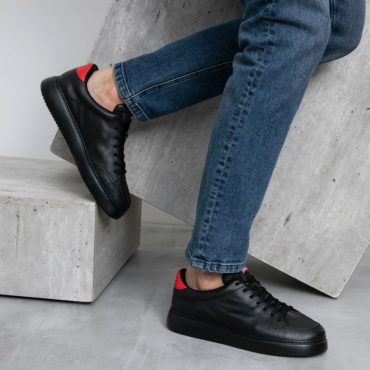 CAMPER - Runner K21 Zapatilla Urbana Hombre Cuero Negro Camper