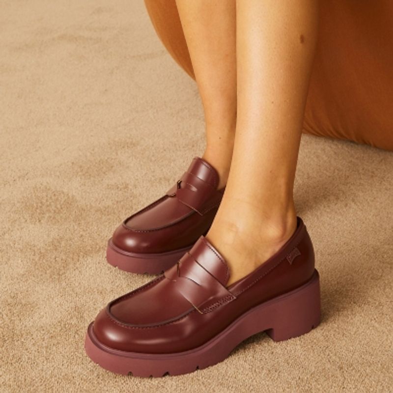 CAMPER - Mocasín Mujer Cuero Burdeo Camper
