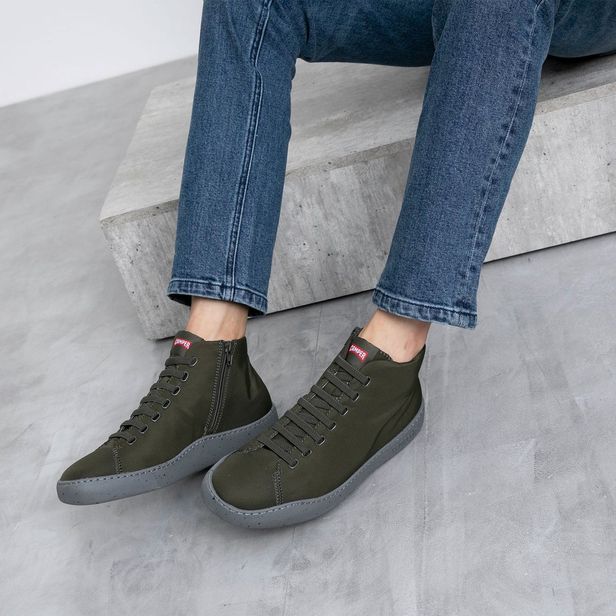 CAMPER - Botines Hombre Peu Touring Verde Cuero Camper