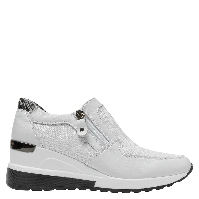 BRUNO ROSSI - Zapatilla Urbana Mujer Cuero Blanco Bruno Rossi