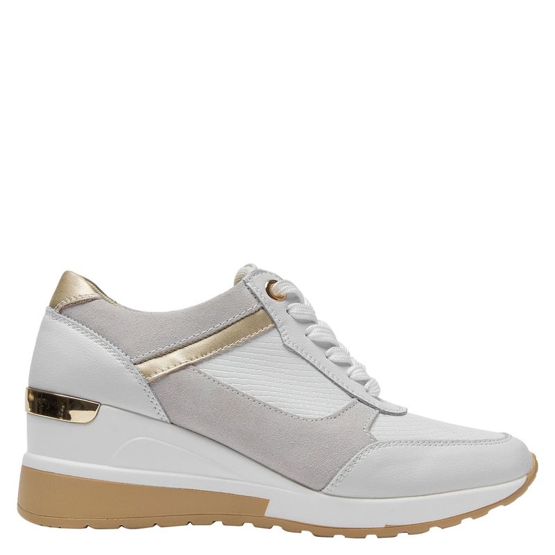 BRUNO ROSSI - Zapatilla Urbana Mujer Cuero Blanca Bruno Rossi