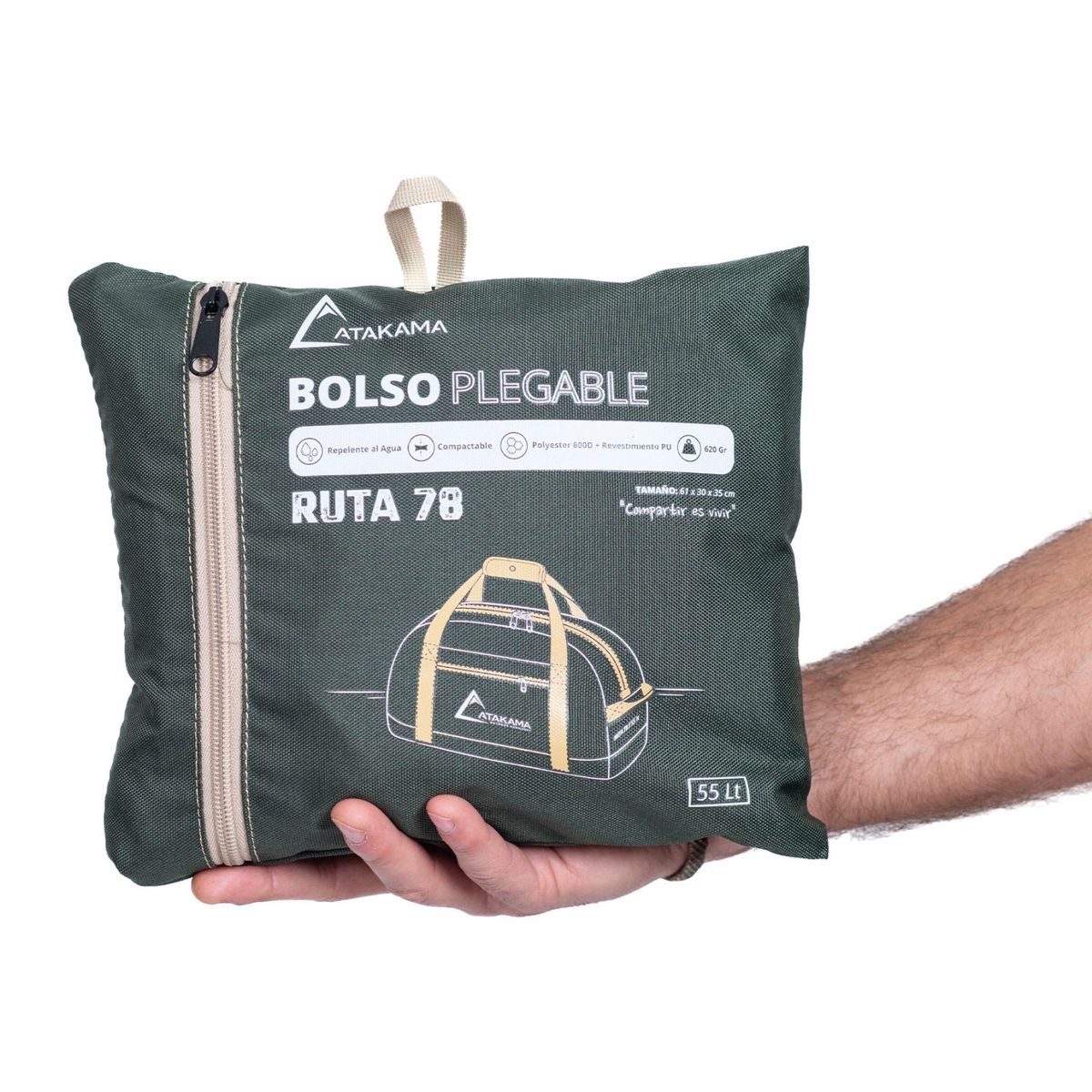 ATAKAMA OUTDOOR - Atakama Bolso Plegable Duffle Ruta 78 Verde 55 Lt