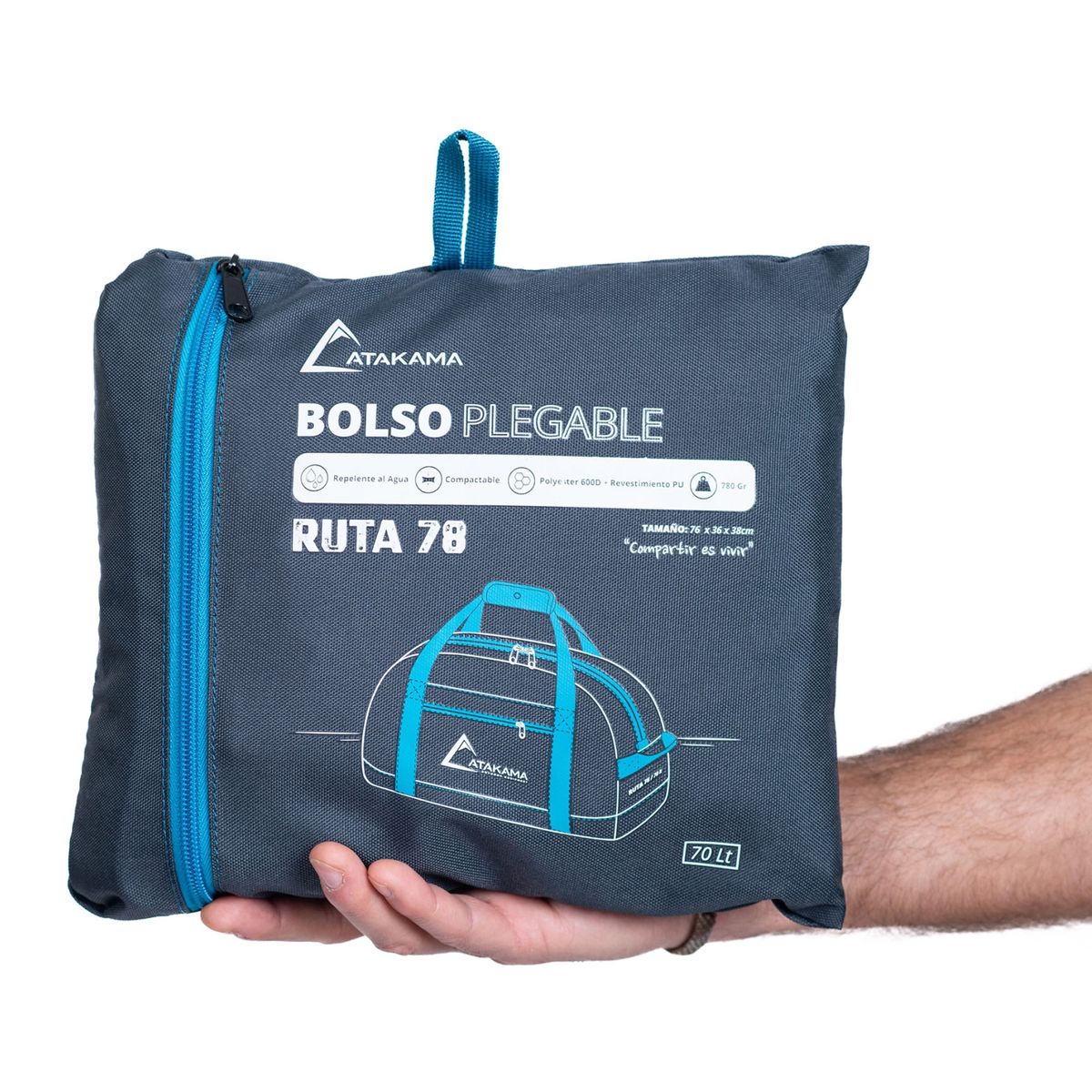 ATAKAMA OUTDOOR - Atakama Bolso Plegable Duffle Ruta 78 Azul 70 Lt