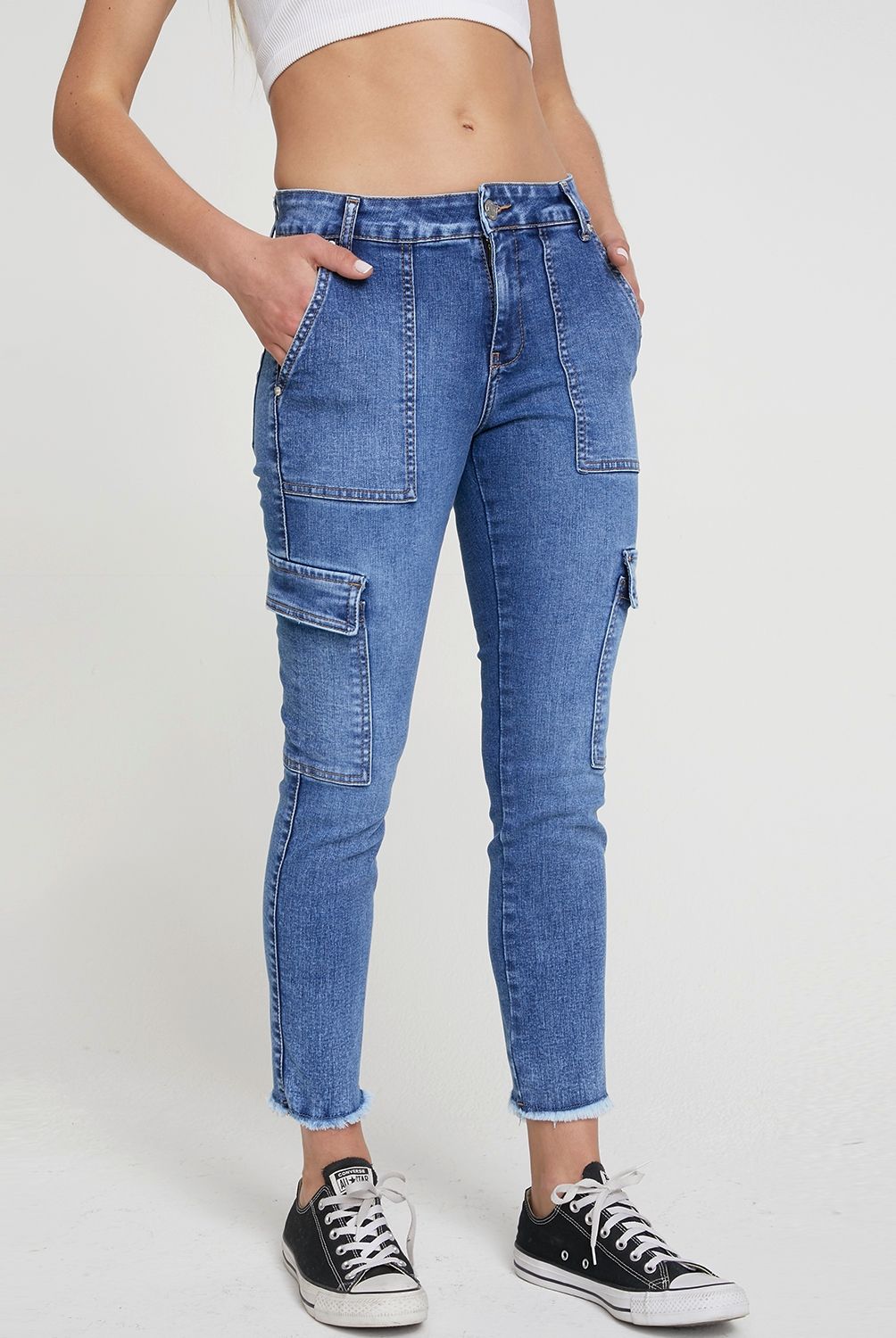 AMERICANINO - Americanino Jeans Cargo Tiro Medio Mujer