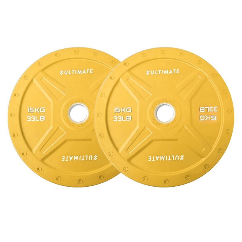 ULTIMATE FITNESS - Par Discos Olímpicos Bumper Elite Hex 15 Kg