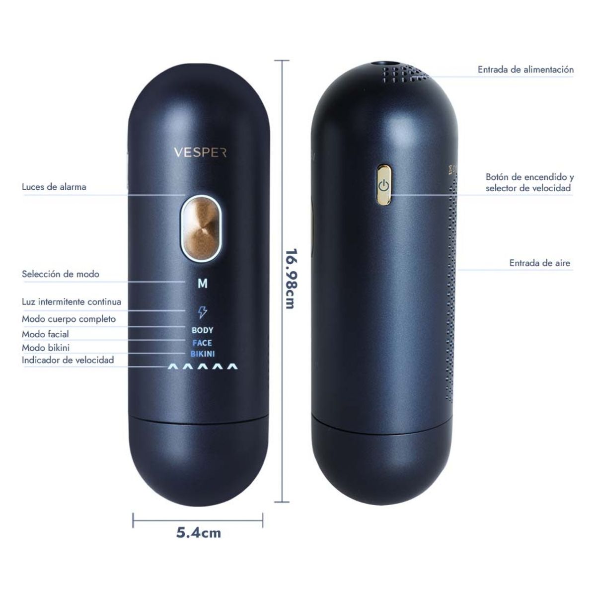 VESPER - Depiladora Ipl Luz Pulsada Vesper Rejuvenecedora Bv-003