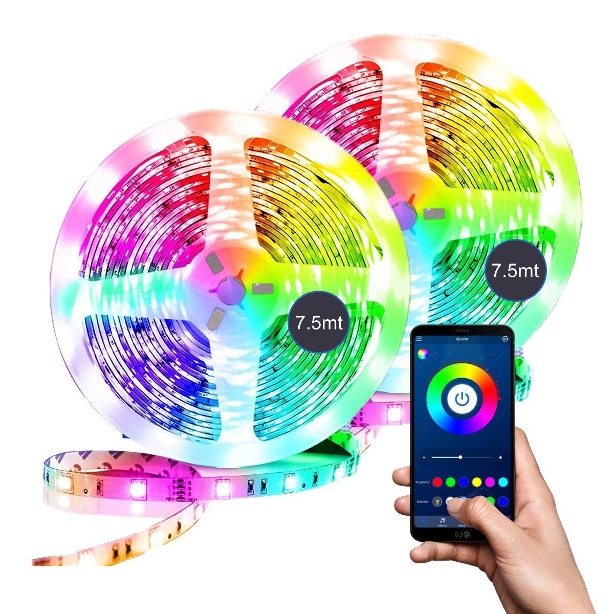 MAXWELL - Tira Cinta Luces Led Rgb Bluetooth 15 Metros Total