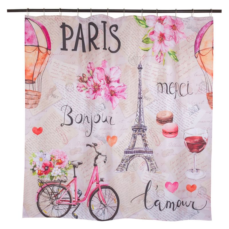 MASEL - Set Cortina Baño  Paris Bonjour 1.80X1.80 Cm.