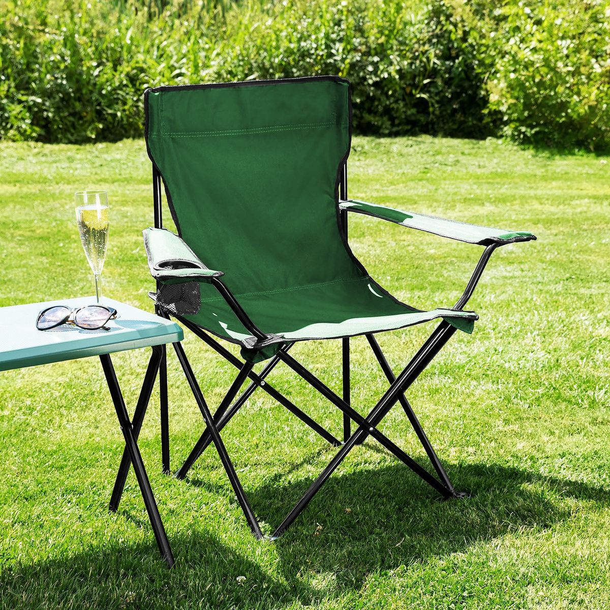  - Silla Camping con Apoyabrazos Verde