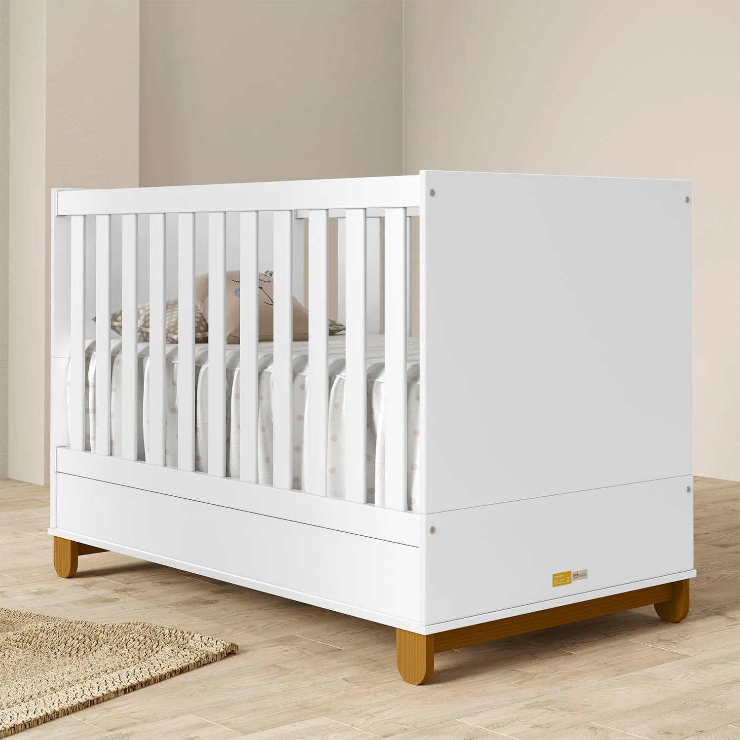 KIDSCOOL Cuna Evolutiva 2 En 1 Transición Kidscool Zupi Blanco Mdf