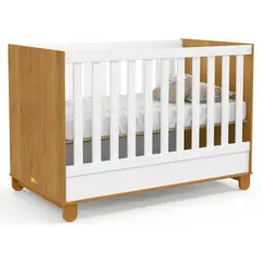 KIDSCOOL - Cuna Madera New Zupi Blanca Caramelo