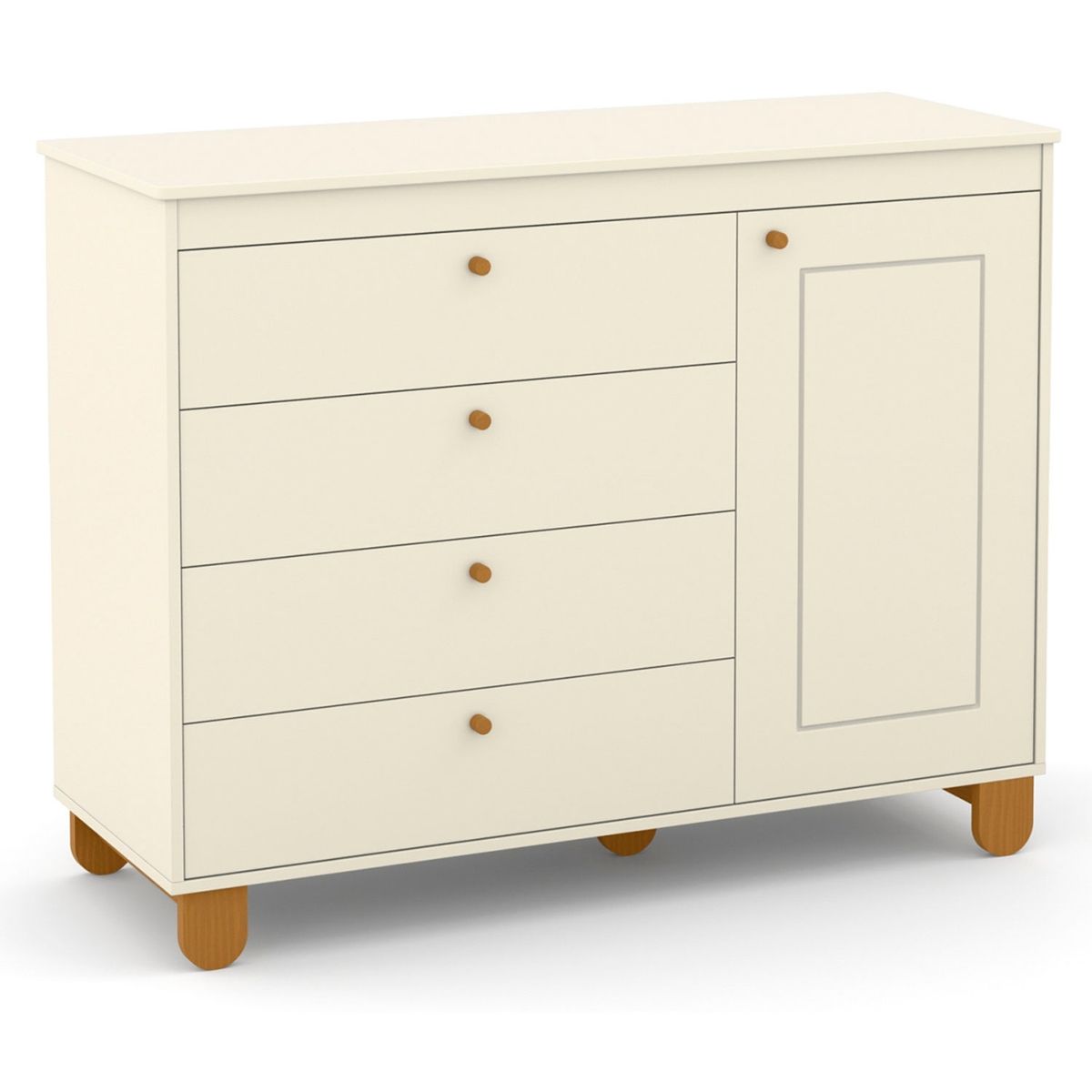KIDSCOOL - Cómoda 4 Cajones con Puerta Zupi Beige Kidscool