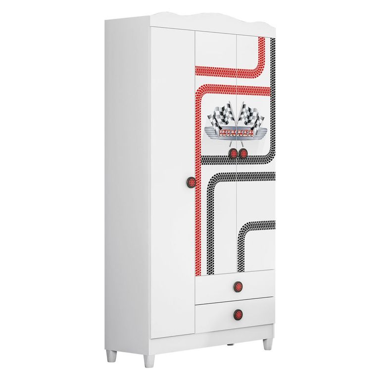 KIDSCOOL Clóset Infantil 3 Puertas Car Blanco