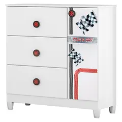 KIDSCOOL - Cómoda Infantil Puerta Fast Car Blanco