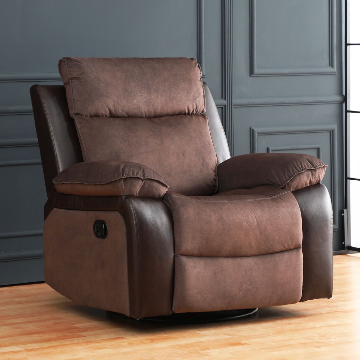 MICA - Sillón Berger Brunei Mecedora y Giratorio Mix Café Mica