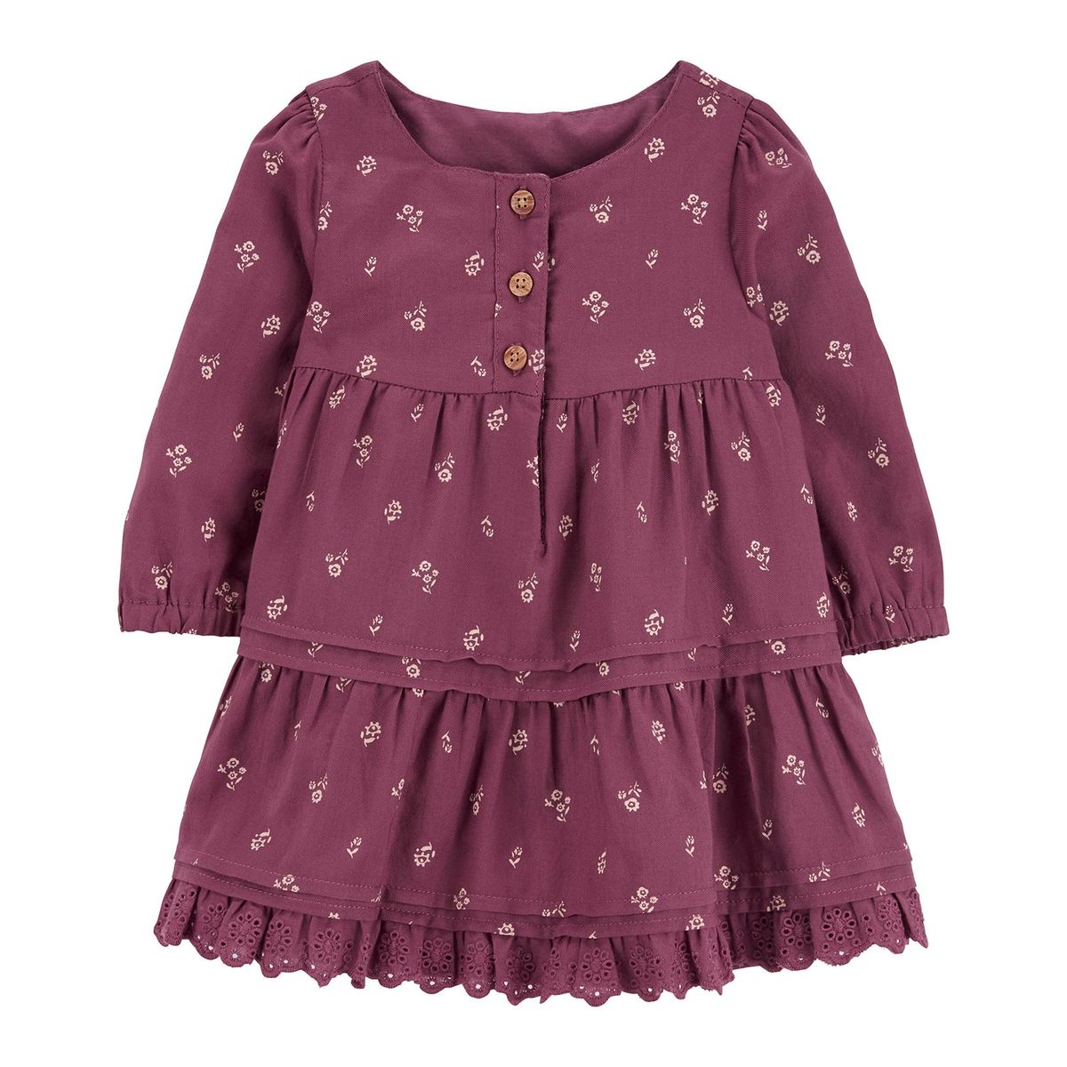 OSHKOSH - Vestido Algodón Flores Con Cubre Pañal Bebé Niña Oshkosh