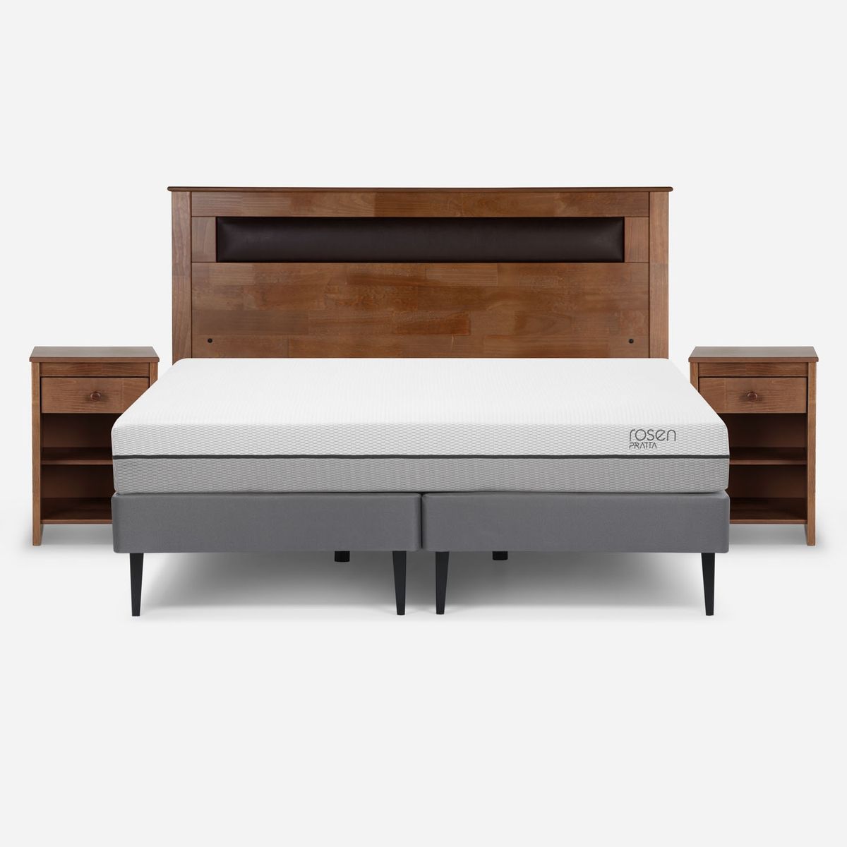 ROSEN - Cama Europea Pratta Rosen King Base Dividida Incluye Muebles
