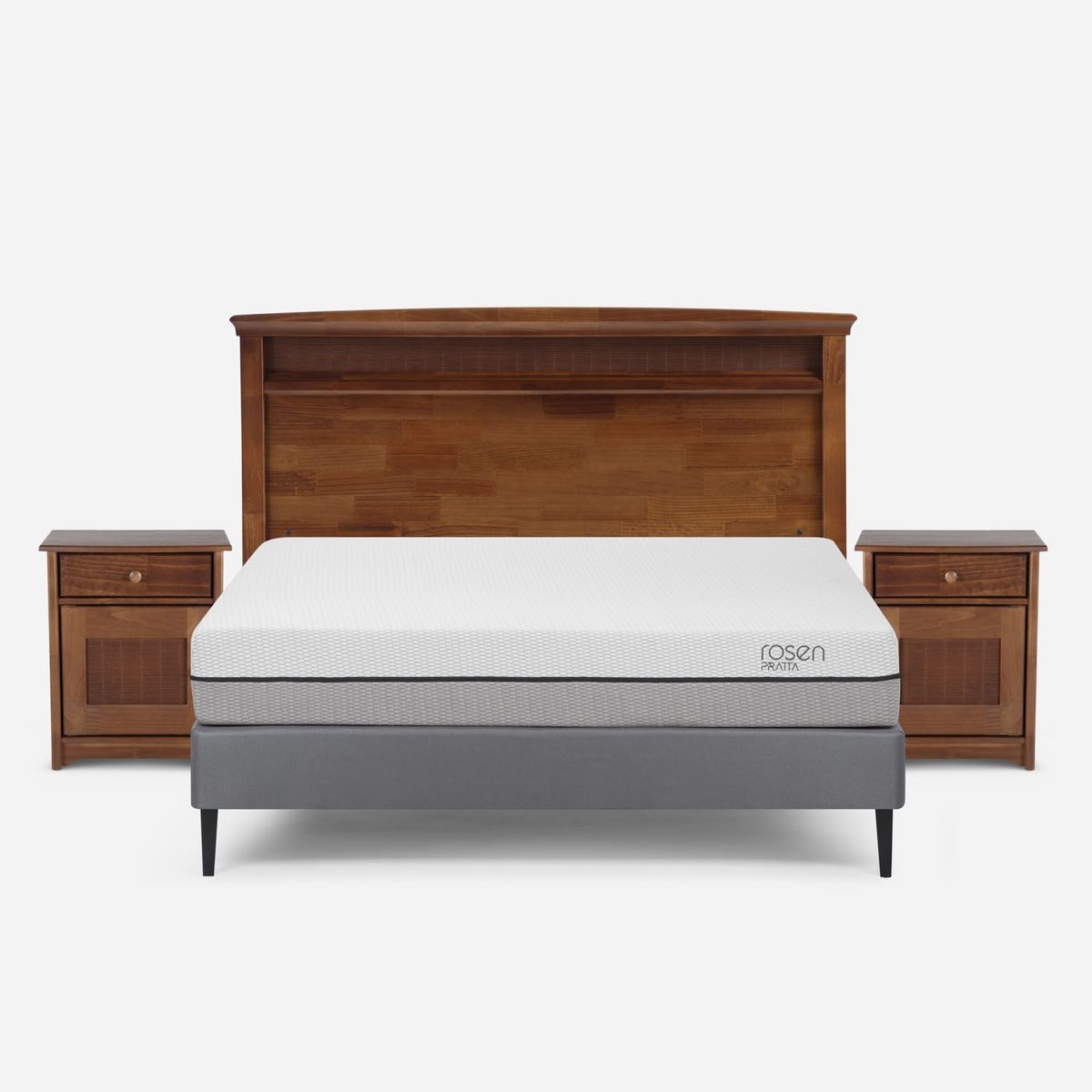 ROSEN - Cama Europea Pratta Rosen 2 Plazas Base Normal Incluye Muebles